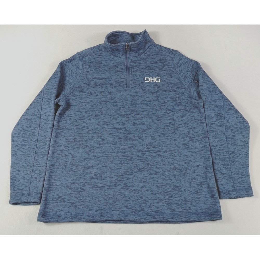 Lands' End Sweater Fleece Womens 18 XL Heathered Blue 1/4 Zip DHG Pullover